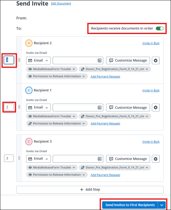 Changing the order of signers screenshot
